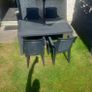 rattan effect garden table and chair and parasol Image 5