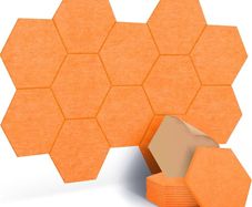 NEW SALE | 12 Pcs Self-Adhesive Acoustic Absorption Panels, High Density 12" X 10" X 0.4" Soundproof Acoustic Panel, Hexagon Sound Absorbing Panels for Recording Studio & Home & Offices (Orange)