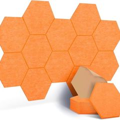 NEW SALE | 12 Pcs Self-Adhesive Acoustic Absorption Panels, High Density 12" X 10" X 0.4" Soundproof Acoustic Panel, Hexagon Sound Absorbing Panels for Recording Studio & Home & Offices (Orange)
