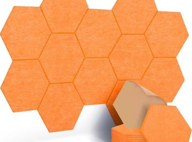 NEW SALE | 12 Pcs Self-Adhesive Acoustic Absorption Panels, High Density 12" X 10" X 0.4" Soundproof Acoustic Panel, Hexagon Sound Absorbing Panels for Recording Studio & Home & Offices (Orange)