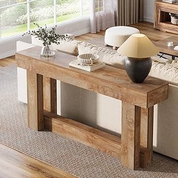 160CM Rustic Console Table,Narrow Sofa Table Behind Couch for Hallway, Living Room & Foyer, Easy Assembly Light Oak Brown Finish