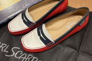 Ogetti by Carl Scarpa Red, Navy and White Loafers - Size 40