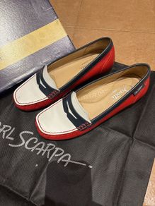 Ogetti by Carl Scarpa Red, Navy and White Loafers - Size 40