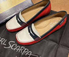 Ogetti by Carl Scarpa Red, Navy and White Loafers - Size 40