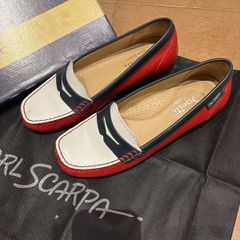Ogetti by Carl Scarpa Red, Navy and White Loafers - Size 40