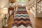 Runner Rugs for Hallway Non Slip 60x300cm, Geometric Washable Kitchen Carpet Runner, Bohemian Long Hall Rug for Entryway Bedroom Laundry Living Room, Low Pile Non Shedding, Brown Green