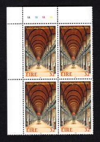 1992 Ireland The 400th of the Founding of Trinity College 32p Commemorative Stamp Plate Block 1A1A1A1A Mint Never Hinged (MNH)