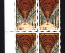 1992 Ireland The 400th of the Founding of Trinity College 32p Commemorative Stamp Plate Block 1A1A1A1A Mint Never Hinged (MNH)