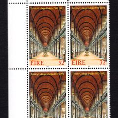 1992 Ireland The 400th of the Founding of Trinity College 32p Commemorative Stamp Plate Block 1A1A1A1A Mint Never Hinged (MNH)