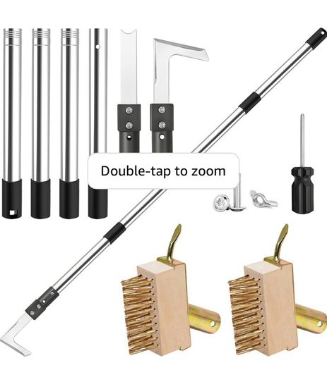 Patio Weed Remover Tool, 160 cm Weed Brush Long Handle, Heavy Duty Patio Scraper & Wire Brush, 3 Different Durable Weeder Tools Heads for Cleaning Block Paving and Driveway