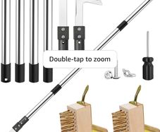 Patio Weed Remover Tool, 160 cm Weed Brush Long Handle, Heavy Duty Patio Scraper & Wire Brush, 3 Different Durable Weeder Tools Heads for Cleaning Block Paving and Driveway