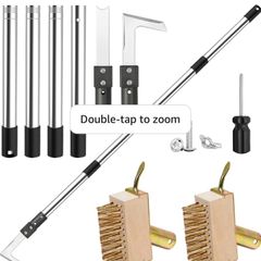 Patio Weed Remover Tool, 160 cm Weed Brush Long Handle, Heavy Duty Patio Scraper & Wire Brush, 3 Different Durable Weeder Tools Heads for Cleaning Block Paving and Driveway