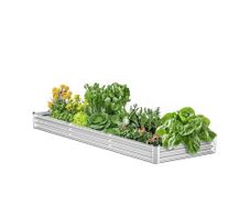 Metal Raised Garden Bed, 12 x 4 x 1 ft Outdoor Galvanized Planter Box, with Open Bottom, Large Planter Raised Bed for Gardening Vegetables