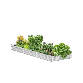 Metal Raised Garden Bed, 12 x 4 x 1 ft Outdoor Galvanized Planter Box, with Open Bottom, Large Planter Raised Bed for Gardening Vegetables
