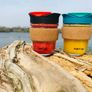 SoleCup Reusable Glass Travel Mug with Cork Band and Lid - Blue Image 3