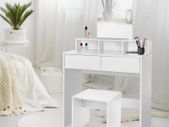 Dressing table with mirror 80x40x140 cm White incl. stool
