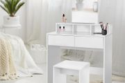 Dressing table with mirror 80x40x140 cm White incl. stool