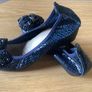 Navy Low Wedge Ballerina Shoes Image 2