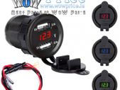 4673 Car Motorcycle Cigarette Lighter Dual USB Charger 12/24V Red Light