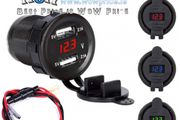 4673 Car Motorcycle Cigarette Lighter Dual USB Charger 12/24V Red Light
