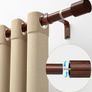 89-236cm, 25mm Diameter Metal Extendable Curtain Rod with Brown Imitation Wood Grain Texture, Wooden Curtain Pole for Window or Door Image 3