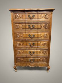 Louis XV Style Carved Oak French Tallboy