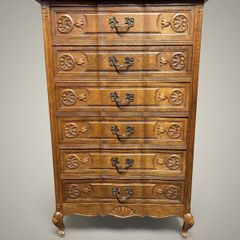 Louis XV Style Carved Oak French Tallboy