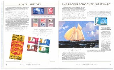 1987 Jersey (Channel Islands) Stamp Year Book (softback) issued by Jersey Post with 14 images of content
