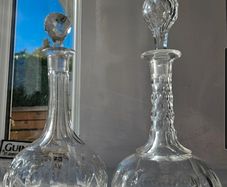 Pair of Victorian Cut Crystal Shaft and Globe Decanters | Original Numbered Stoppers