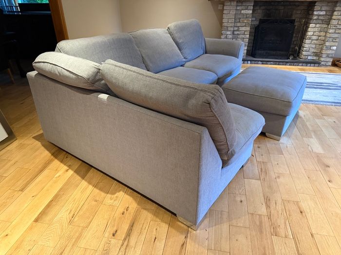 FREE Large Grey Corner Sofa with Matching Footstool