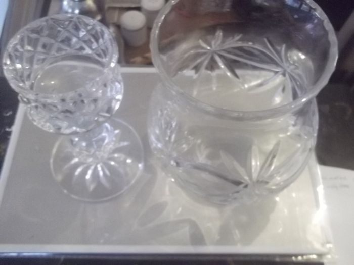 a cut glass candle holder