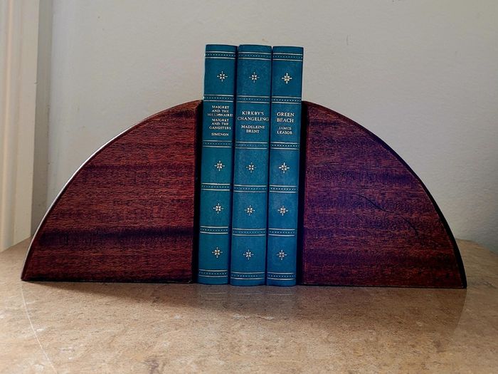 Art deco teak bookends