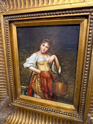 Gallery Quality Oil On Board After Eugen Von Blaas , The Water Carrier