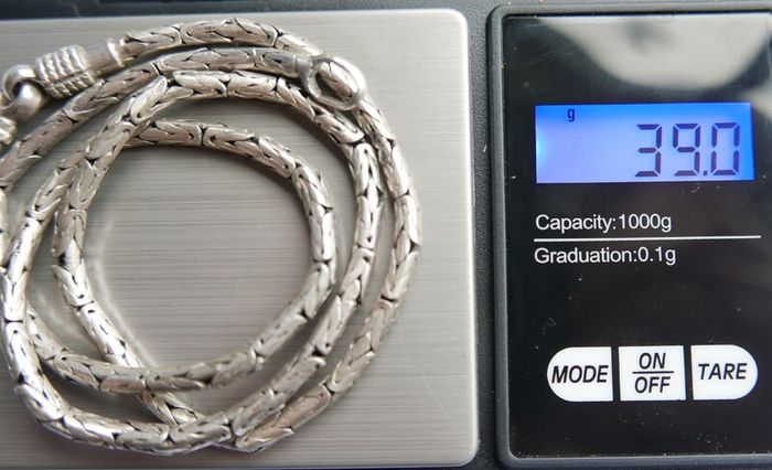 Vintage heavy 925 Sterling Silver 5mm round Byzantine Chain Necklace length 20" - 39g