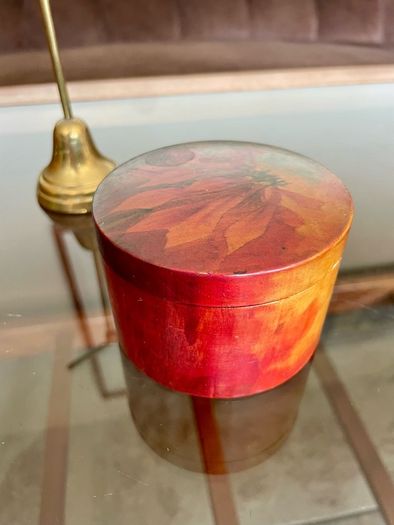 Vintage German Wooden Hand Painted Lacquered Jewellery Trinket Box Ring Box