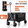 150kg Festival Camping Trolley on Wheels Heavy Duty Folding Wagon Cart with Detachable All-Terrain Wheels, Brake, Adjustable Handle, Portable for Outdoor, Beach, Garden & Shopping Black Image 5