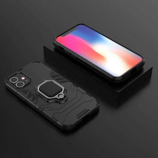 For iPhone 12 Mini Cover Hybrid Case Rugged Shockproof Magnet Ring Stand Black New - FHT06IPK5