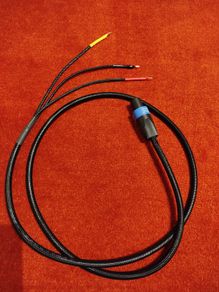Cable to subwoofer REL with speakon high level.