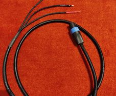 Cable to subwoofer REL with speakon high level.
