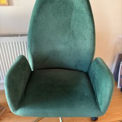 Green Velvet Swivel Desk Arm Chair