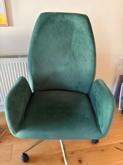 Green Velvet Swivel Desk Arm Chair