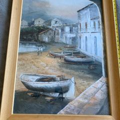 Wooden picture frame with the glass