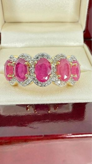 Silver Harry Ivens Designer Ring   925 Gold Plated Silver  Natural Zambian Rubies  White Zircons