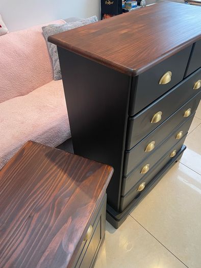 Solid wood chest of drawers and bedside locker