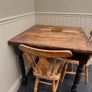 Antique Victorian Drop Leaf kitchen table with scrubbed top and dark wood legs Farmhouse Pine Image 3