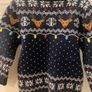 Navy christmas jumper with reindeer & fairy lights 3-4 years Image 2