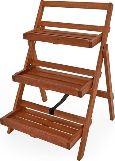 Solid Acacia Wood Flower Stand Plant Stand Flower Stairs Plant Stairs Flower Shelf Flower Bench Garden Shelf 3 Levels