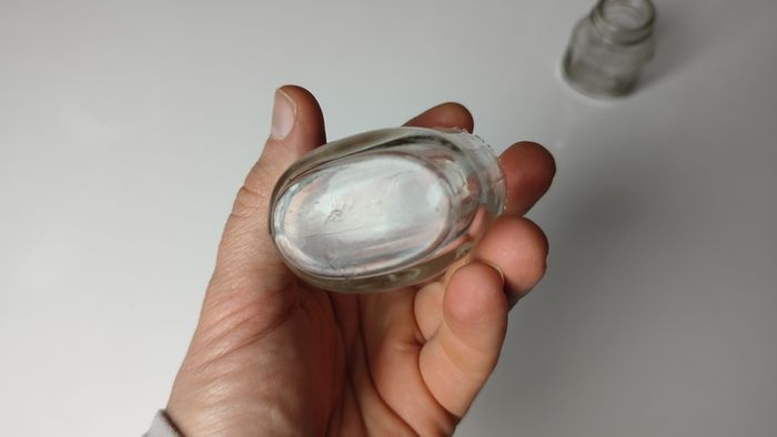 386 - Set of 2 Vintage Collectible Decorative Clear Glass Maclean Brand Stomach Powder Bottles