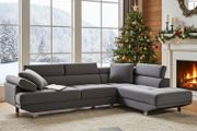 Premium 262 cm Corner Chaise. grey velvet