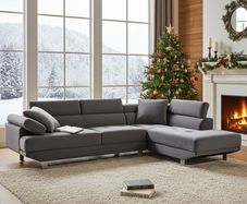 Premium 262 cm Corner Chaise. grey velvet